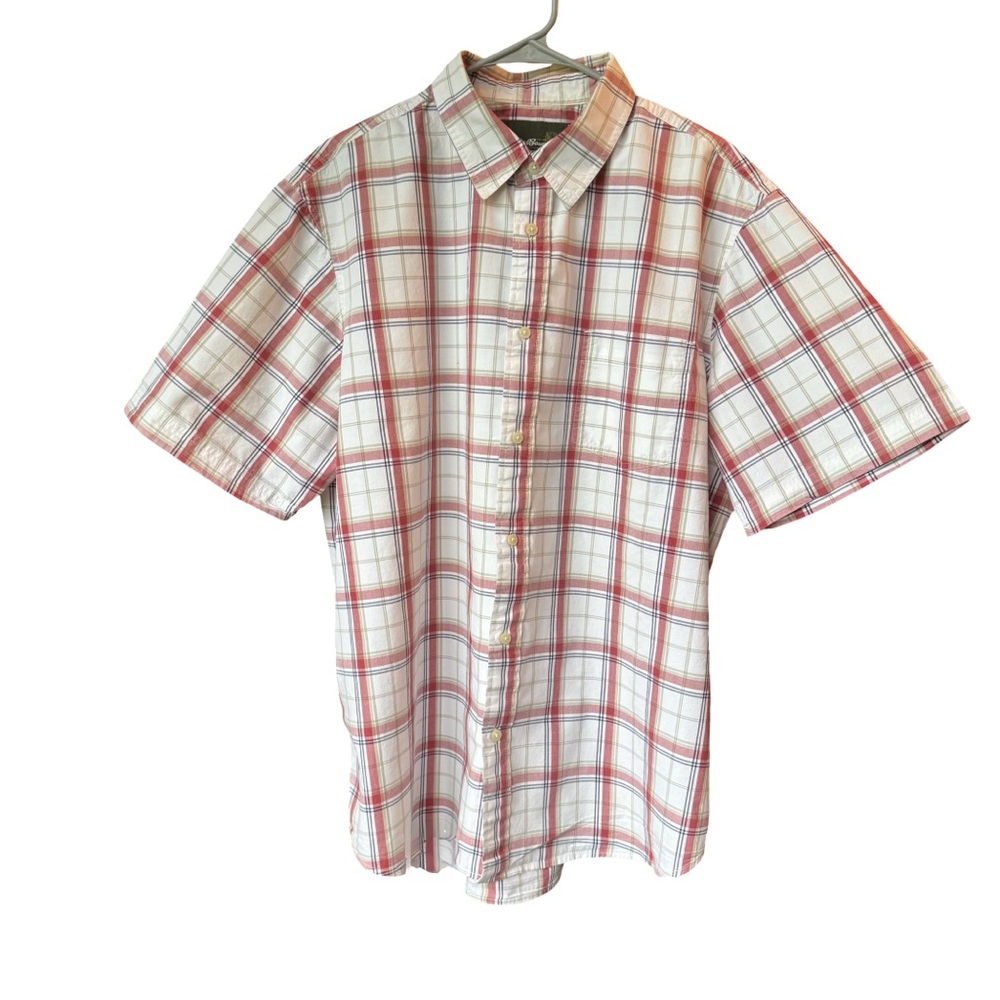 Eddie Bauer Button Up Short Sleeve Plaid Shirt Men’s Size XL 100% Cotton